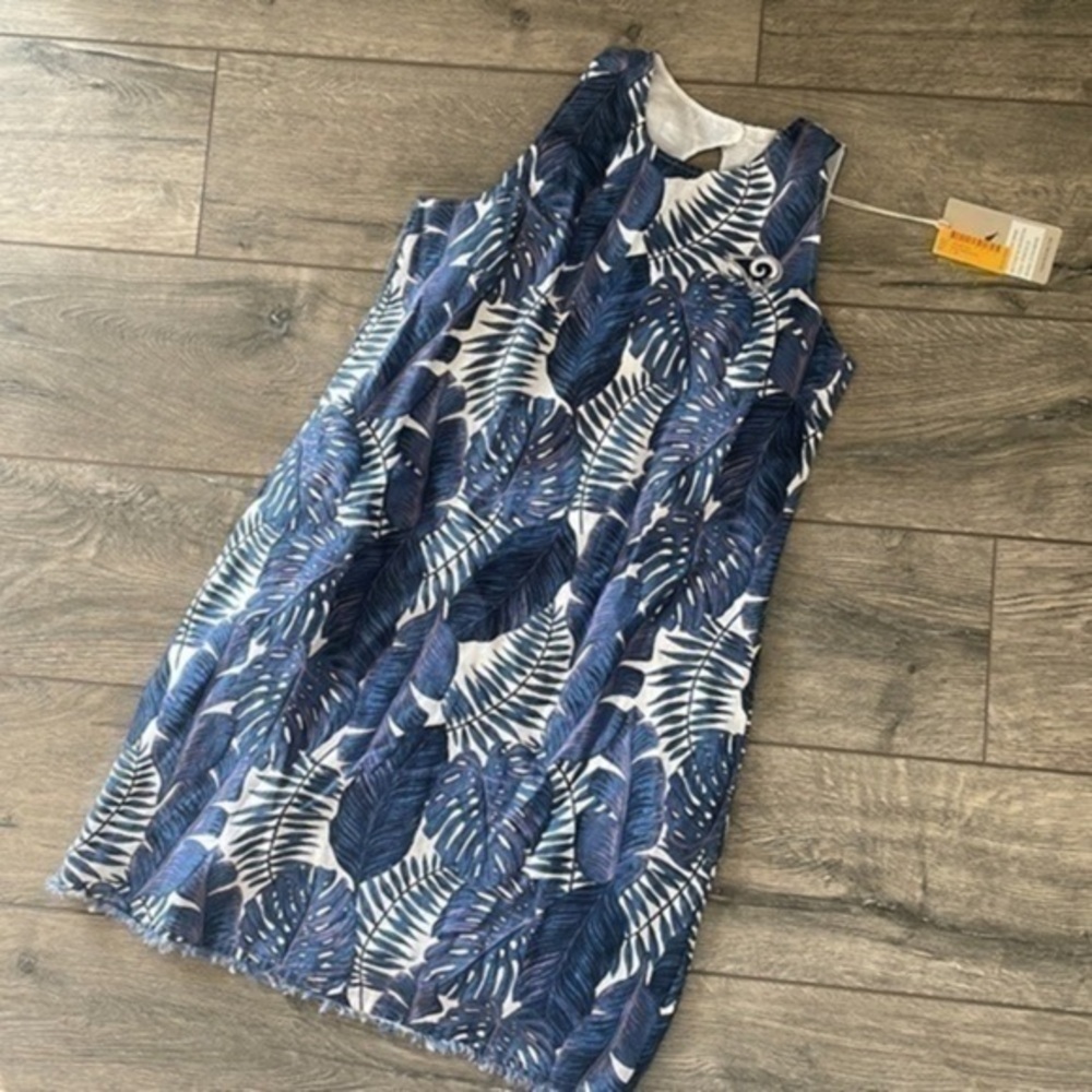 NWT Tommy Bahama dress blue and white rams Hawaiian themed Small sundress